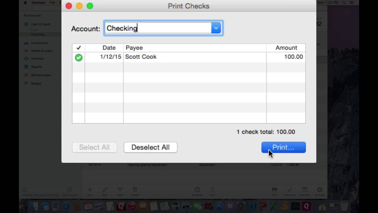 quicken 2017 for mac check printing